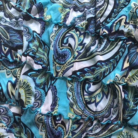 APT.9 Cartina Blu lined ruffled layers cap sleeve round neck shirt brand new - Picture 9 of 10